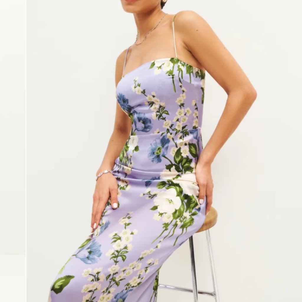Reformation Frankie Silk Dress | Garden Soiree Silk